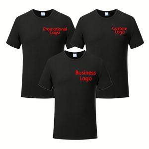 T-shirts publicitaires personnalisés en polyester noir à 100 % pour la sublimation, impression de logo - Product Image 1