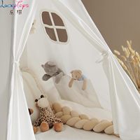 Tente tipi pour enfants en toile de coton, tente pliable pour tout-petits, tente de jeu intérieure pour bébés, cadeaux pour fêtes d'enfants, pyjama-party, jouet