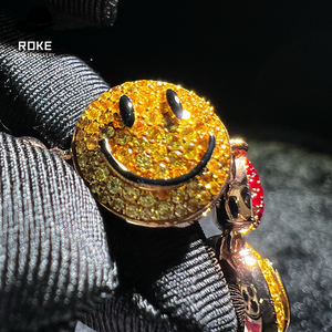 핫세일 맞춤형 스마일 하트 펜던트 목걸이 - IGI 인증 라운드 다이아몬드 컷, 9-18k 골드 힙합 반짝이는 주얼리 - Product Image 6