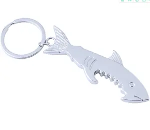 Low MOQ Innovative Keychain Laser Engraved Metal Bottle Opener Keychain 3D Shark Wholesale A Wine Bottle Opener