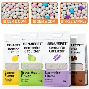 Fournisseur OEM BENJIE 10kg Boules de litière en bentonite de sodium, sans poussière, à forte agglomération, écologiques, anti-odeurs, nettoyage facile, qualité supérieure - Product Image 1