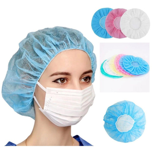 Gorro bouffant de PP no tejido personalizado con certificación CE, gorro de <span class=keywords><strong>red</strong></span> <span class=keywords><strong>para</strong></span> el <span class=keywords><strong>cabello</strong></span> con clip, cubrecabezas redondo y esponjoso detectable <span class=keywords><strong>para</strong></span> enfermeras, chefs y médicos - Product Image 2