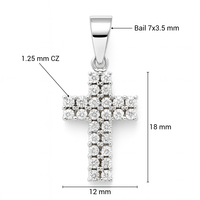 Colgante de Cruz Religioso Hecho a Mano en Oro Blanco de 14K con Circonita Cúbica AAA para Mujer