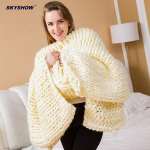 Couverture en tricot épais d'Islande en laine mérinos faite à la main surdimensionnée en gros à bas prix - Product Image 5