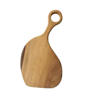 Tabla de cortar de madera de acacia personalizada de alta calidad y Bandejas para servir queso con mango