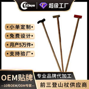 Bastones de trekking de madera maciza, ligeros, para senderismo al aire libre, para hombres y mujeres, con punta de madera y diseño de cabeza de dragón. - Product Image 2