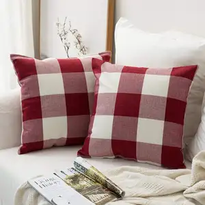 Fornecedor Decorativa Polegadas Búfalo Xadrez verificar capas de almofadas Para O Sofá de Casa Travesseiro Almofada Vermelha