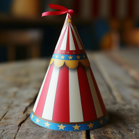 Chapeau de fête de cirque, décoration créative pour fête, fournitures de fête pour enfants, chapeau de gâteau d'anniversaire, chapeau triangulaire