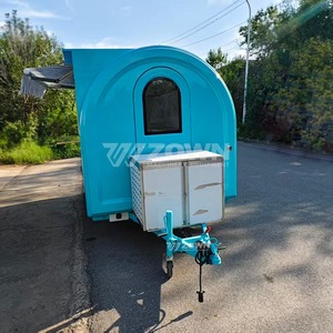 Carrito de Comida Móvil Azul ZOWN con Toldo a Rayas para Eventos al Aire Libre - Product Image 3