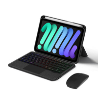 Pour Apple iPad mini 6 8.7 pouces pliable Type fendu tablette Bluetooth magique clavier étui arabe avec rétro-éclairage rvb