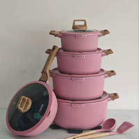 Ensemble de 15 casseroles en aluminium 20-32 cm, poêle à frire profonde 28 cm, revêtement antiadhésif en granit, ustensiles de cuisine professionnels en gros