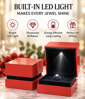 Boîte à bijoux en velours plastique personnalisée avec éclairage LED, emballage cadeau en gros pour célébration romantique, occasion spéciale, cadeau