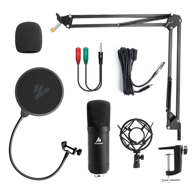 Maono High Quality Full Metal BM800 Recording Condenser Microphone for Podcasting Gaming XLR to 3.5mm Phone Microphones