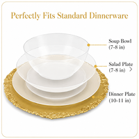 Assiettes de présentation dorées de 13 pouces, réutilisables, en plastique, décoratives, pour mariages, anniversaires et événements.