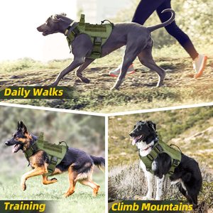 Harnais pour animaux de compagnie réglable sans traction pour la marche randonnée, gilet de harnais de chien tactique à poignée réfléchissante - Product Image 5