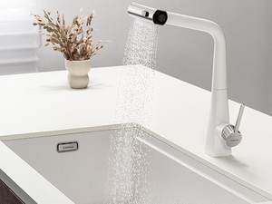 Fregadero de Cocina Grande de una Sola Pieza de Cuarzo Blanco Cielo Estrellado, de Fácil Limpieza, Acabado Granito, para Instalar Bajo Encimera - Product Image 4