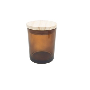 Pot à bougies en verre ambre personnalisé, de luxe, avec couvercle en bois, en bambou ou en métal, 50 pièces - Product Image 3