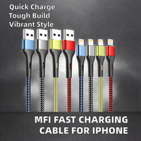 Kabel Data Berpelindung Konduktor Tembaga Murni Ramah Lingkungan Bersertifikasi MFI 1m 3ft 5A USB Pengisian Cepat untuk iPhone 11/12/13/14 Pro IOS