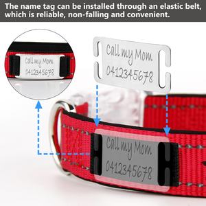De Nylon reflectante de neopreno acolchado personalizado grabado collar de perro con placa de nombre - Product Image 2