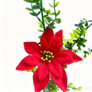 Guirlande de poinsettias Ji Liyuan, fleurs artificielles en soie rouge, décoration de Noël, couronne de 60 cm pour décoration intérieure et extérieure des fêtes - Product Image 4