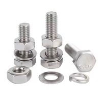 M3-M20 304 Baut Mur Baja Tahan Karat, Baut Heksagonal Eksternal, Mur, Bantalan Datar, Bantalan Elastis, Set Baut Elevator
