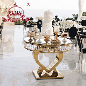Heart shaped base, circular <b>mirror</b>, elegant wedding, luxurious cake <b>table</b> - Product Image 6