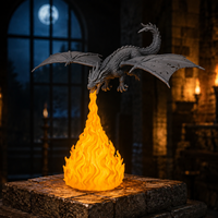 Lampe de table LED Dragon avec effet de flamme, décoration pour salle de jeux, bureau, collectionneurs, veilleuse fantastique