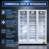 Armoire de conservation des fleurs fraîches sur mesure, réfrigérateur vertical à trois portes, refroidissement par air, sans givre, pour fruits, 2-8°C ℃   Personnalisable