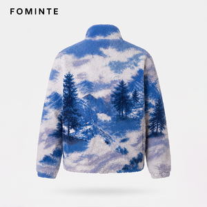 Chaqueta <span class=keywords><strong>de</strong></span> Forro Polar Sherpa <span class=keywords><strong>de</strong></span> Lujo con Estampado <span class=keywords><strong>de</strong></span> <span class=keywords><strong>Montaña</strong></span> y Bosque Azul, para <span class=keywords><strong>Mujer</strong></span>, con Cierre Completo, Cuello Alto, Estilo Retro, <span class=keywords><strong>Abrigo</strong></span> Cálido <span class=keywords><strong>de</strong></span> Invierno para Exteriores - Product Image 3