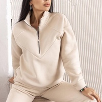 Ensemble de survêtement décontracté pour femme automne-hiver 2026 : sweat à capuche et pantalon de jogging en molleton de couleur unie, deux pièces