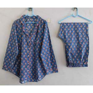 Women Floral Print Two Piece Pajama Set 100% Cotton Long Sleeve Woven Shirt and <b>Pants</b> Soft Breathable Summer Night Suit - Product Image 2