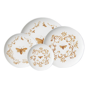 Juego de Vajilla Vintage de Porcelana China con Diseño de Abeja Dorada, Plato de Cerámica Retro con Mariposas, Taza de Café y Tazón de Porcelana para Bodas y Hoteles - Product Image 6