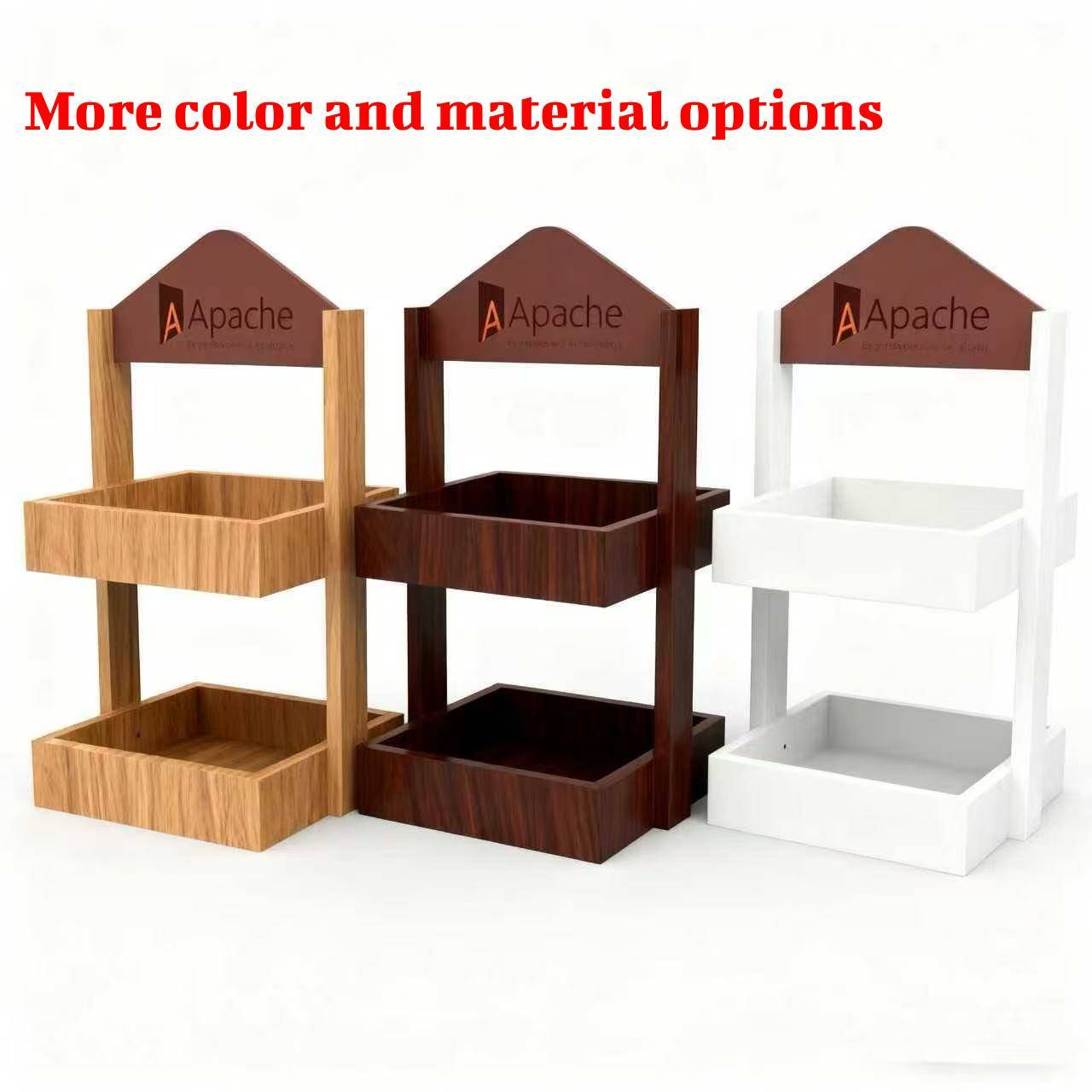 Custom Double – Tier Pine Wood Desktop Snack & Small Goods Display Stand for Retail Stores — view 5