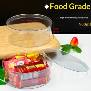 Boîte de rangement ronde en plastique PS transparent de 15 cm avec couvercle, qualité alimentaire, pour biscuits, cadeaux de mariage, emballage de bonbons - Product Image 5