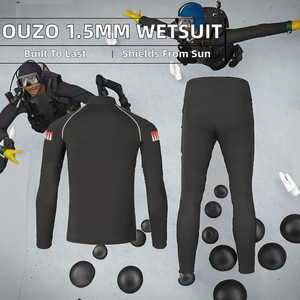 Combinaison de plongée <span class=keywords><strong>Ouzo</strong></span> 1,5 mm pour homme et femme, manches longues, pantalon long, coupe-vent, chaude, protection solaire, 100% polyester, réversible, pour le surf - Product Image 2