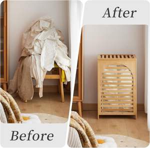 Panier à linge en bambou de grande taille L capacité de haute qualité nouveau haut Vietnam Beige couleur sacs et paniers à linge haut de gamme - Product Image 6