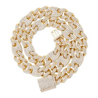 Collier chaîne cubaine en strass dorés pour hommes et femmes, bijoux de déclaration hip-hop glacés