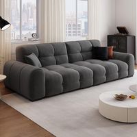 Juego de sofá de hojaldre de caramelo crema minimalista moderno nuevo asiento ancho de fila recta profunda con material de tela de varios tamaños para sala de estar
