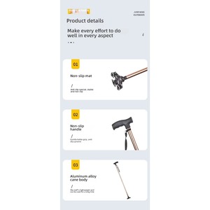 aluminum alloy retractable four-legged crutches, adjustable height <b>elderly</b> canes, non-slip climbing canes for the <b>elderly</b> - Product Image 6
