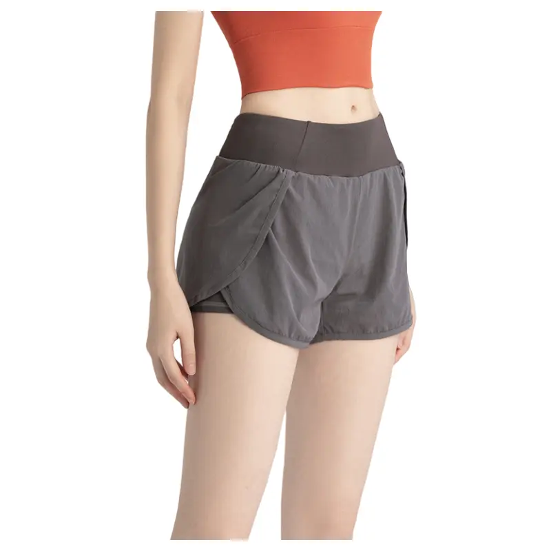 Fitness shorts that don't run flat stretch high waisted running breathable and quick drying lining pockets sports pants