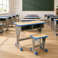 Ensemble de mobilier scolaire en gros pour usine : Bureau double de classe, table et chaise 2 places pour étudiants