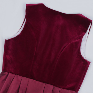 Vestido rojo de mucama Oktoberfest para mujer, disfraz de cerveza <span class=keywords><strong>Midi</strong></span>, vestido Dirndl para mujer con delantal de encaje, moda de Halloween - Product Image 5