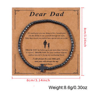 Pulsera de cuentas de hematita Resoul para hombre, pulsera con dije de cruz, pulseras trenzadas con cuentas, joyería de moda - Product Image 4