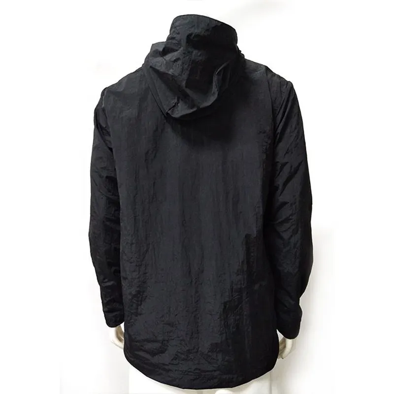 Nouvelle mode streetwear col montant coupe-vent logo personnalisé extérieur demi zip up veste à capuche hommes vestes noires
