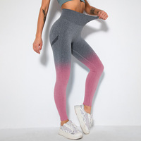 Smiley Print Butt Yoga Pants Seamless Gradient Design Collants de course ajustés Vêtements d'entraînement Femmes