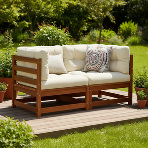 Conjunto de Sofás Modulares Medianos para Jardín en Madera de Pino Sólido Color Marrón Encerado, Muebles de Exterior de Alta Calidad, Modelo D0100H5ND3J - Product Image 2