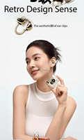 Earbud Nirkabel OEM Terlaris Model Jepit Telinga Buatan Tangan Berhiaskan Zirkon Kupu-kupu ENC TWS Headphone Layar Digital TS17 Earphone Nirkabel