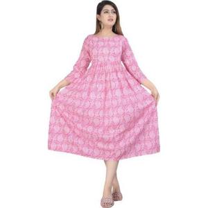 ชุด anarkali Kurtis เรยอนสีชมพูสำหรับผู้หญิงอินเดียและปากีสถานพิมพ์ลายออนไลน์ - Product Image 1