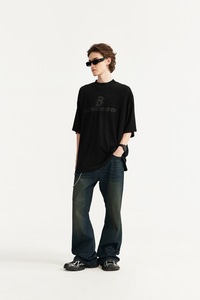 230 gram kết cấu thêu khăn T-Shirt 2025 mới thời trang thương hiệu lỏng cá tính vòng cổ của nam giới ngắn tay áo - Product Image 3