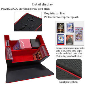 PU Leather Graded Trading Card <b>Storage</b> <b>Box</b> Double <b>Box</b> for Square Corners Holds 80 Cards Fits BGS/SGC Magnetic Closure - Product Image 3